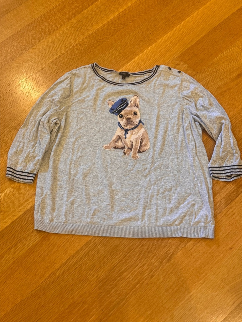 Talbot’s French Bulldog Sweater Frenchie Sweater Size 2X Pullover Top Preppy